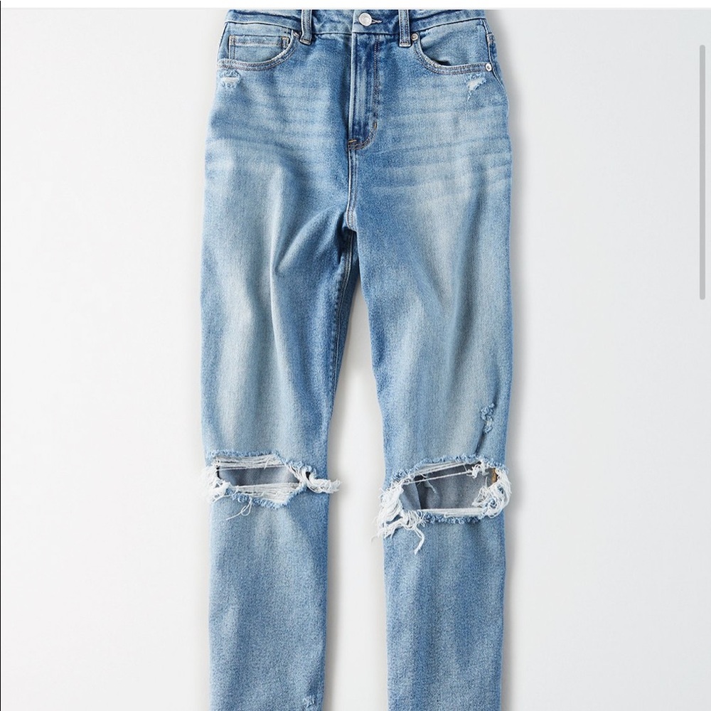 AE stretch ripped curvy mom jean